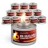 6-Hour Food Warmers for Parties (12 Pack), Chafing Fuel Cans with Wick and Safety Twist Cap, Catering Food Warmers for Buffets, Parties, Weddings, Long Lasting Burners for Food Warmer, Food Heater