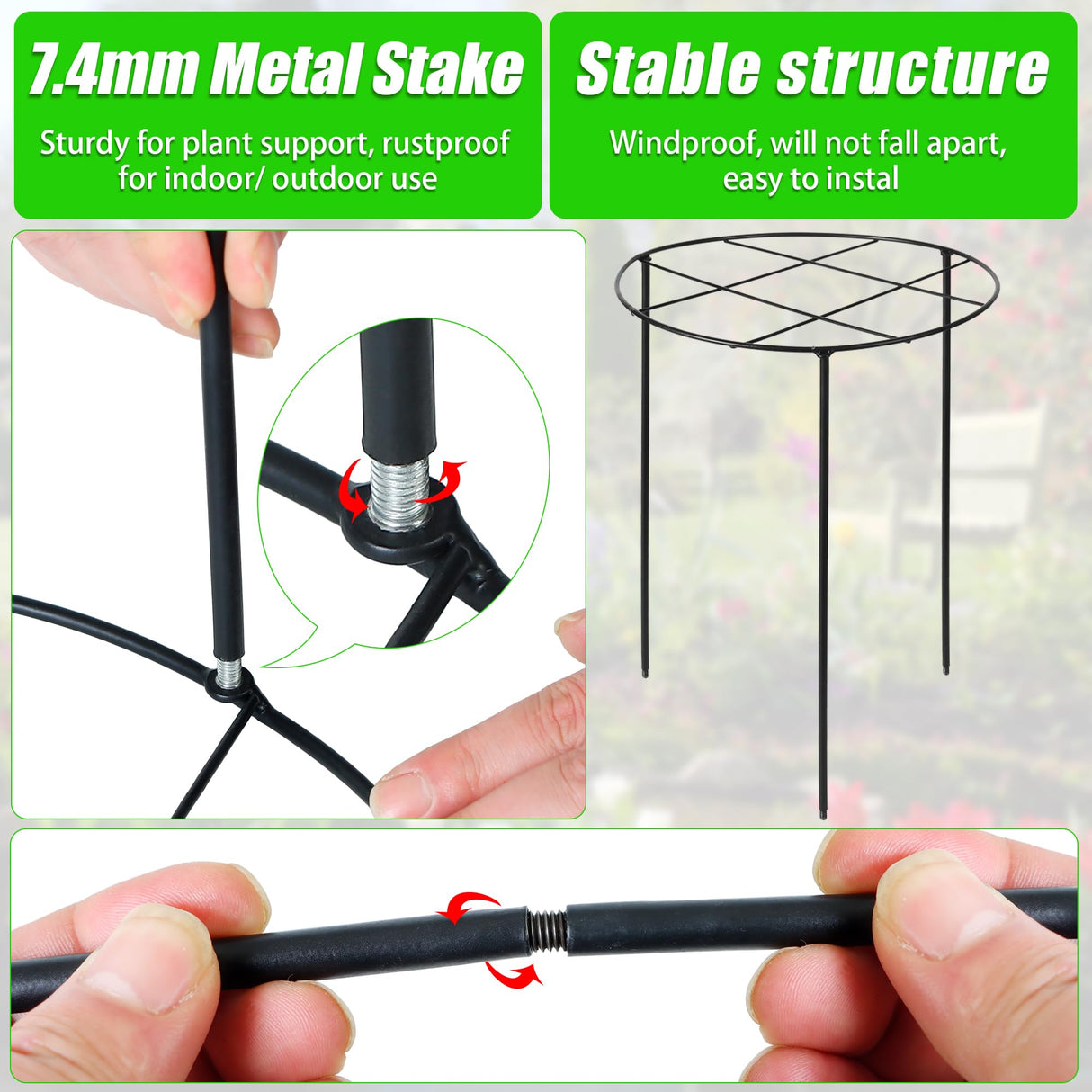 Peony Cages and Supports, 31.5"H x 12.6"D Plant Supports for Outdoor Plants
