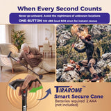 Walking Cane for Men & Women, 3-in-1 Folding Cane with Alarm and Light, Adjustable, Collapsible Walking Stick for Seniors and Adults Balance with a Second Handle