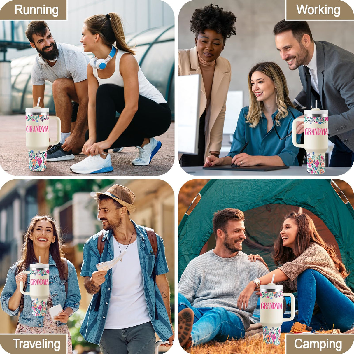 Grandma Gifts Birthday Gifts for Grandma Great Grandmother Gift Ideas Best Grandmother Gift from Granddaughter Grandson for Mothers Day Christmas 40oz Travel Cup Insulated Tumbler with Lid & Straw