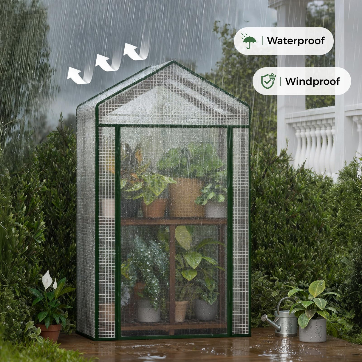Bamworld Mini Greenhouse Indoor Small Portable 2-Tier Green House for Seed Starting Plant Grow Warmer and Home Gardening Display