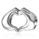 925 Sterling Silver Heart Hands Charm fit Pandora Bracelets, Gift for Women
