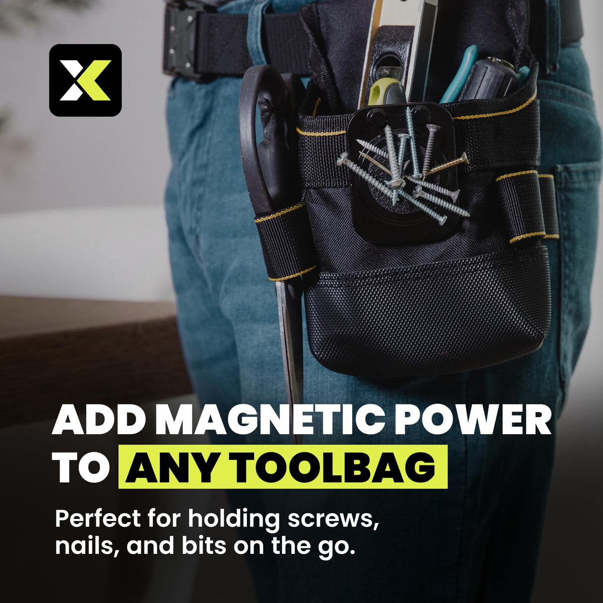 Magnetic Tool Holder - Strong Clip-On Belt Magnet Holster for Screws, Nails, Drill Bits, Hammer, Sockets, Pliers, Screw Drivers, Trowel, Wrench, or Any Magnetic Tools