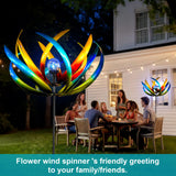 83" Large Solar Wind Spinner Outdoor - Metal Tulip Flower Sculpture with Multi-Color LED Glass Ball - Waterproof Kinetic Yard Art for Garden Lawn Patio, Mother’s Day Birthday Gardening Gifts
