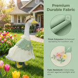 holoith 3 Pcs Summer Porch Goose Outfits for 23 inch Cement Goose Set, Outdoor Garden Statue with Gooses Outfit, Summer Garden Entrance Decoration, Includes Straw Hat, Collar, and Skirt