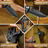 NedFoss Pocket Folding Knife DA75, 3 in 1 Pocket Knife Gifts for Men Women