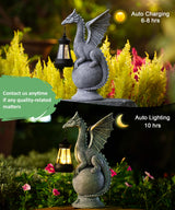 Acgarten Solar Garden Dragon Statue: Outdoor Figurine with Lantern Lights