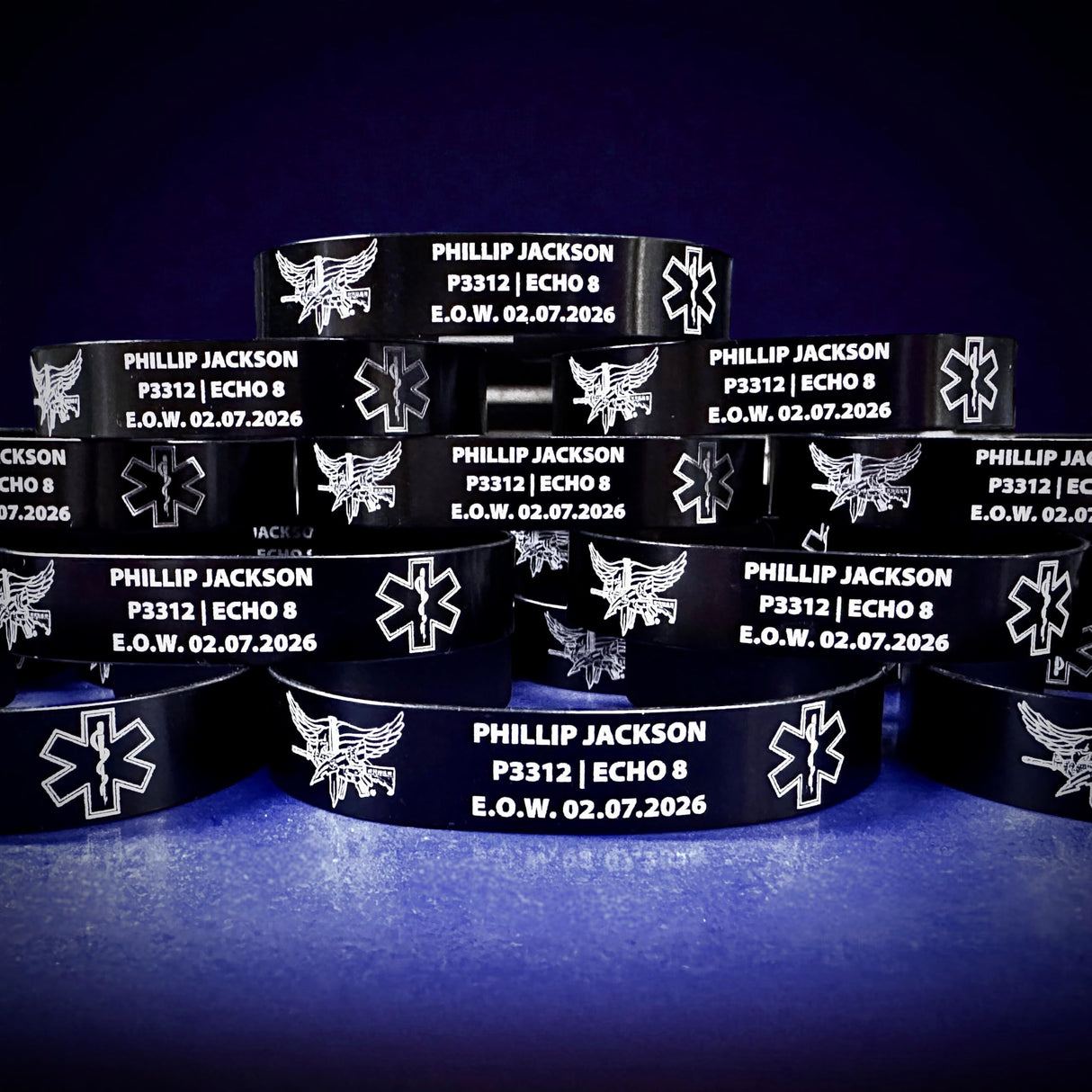 Center Mass, Inc. Legacy Band - Personalized ID & Memorial Bracelet - 2 Size Options - Black Metal