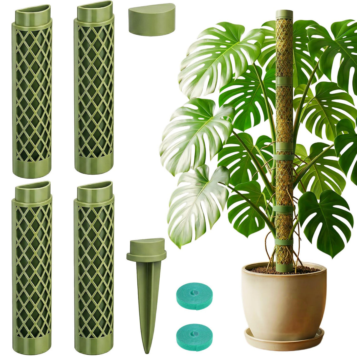 Moss Pole Monstera Plant Support: 40" Stackable Kit for Climbing Vines
