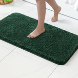 MIULEE Dark Green Bathroom Rugs Set 2 Piece, Non Slip Bath Mat with Absorbent Microfiber, Ultra Soft Thick Rugs for Bathroom Floor Tub Shower Christmas Decor, Machine Washable (16 x 24 Inches)