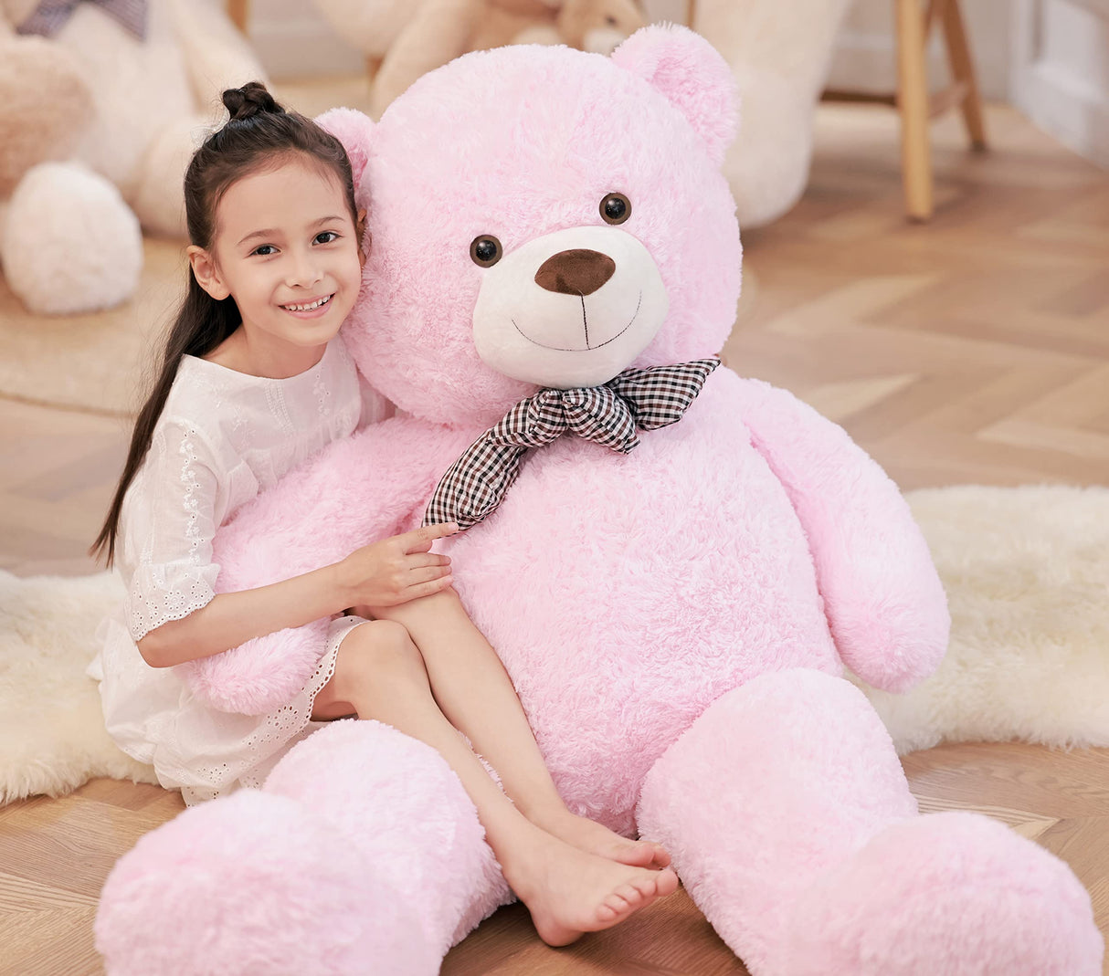 Poutmac Big Pink Teddy Bear 4Ft Giant Stuffed Animal Plush Toy for Girlfriend Women Kids for Valentines Christmas Birthday