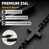 Cross Bracelet for Men,Christian Cross Link Chain,Stainless Steel Bracelets Rolo Chains,Non Tarnish Black Mens Faith Bracelet,Religious Catholic Jewelry Gifts Idea for Boyfriend Dad Son Husband,8.26in
