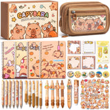 Fimibuke Kids School Supplies for Girls, 36PCS Cute Capybara Stationery Set with Pencil Case Gel Pens Pencils Stickers Notebooks Sticky Note Kawaii Birthday Christmas Gifts for Kindergarten Elementary