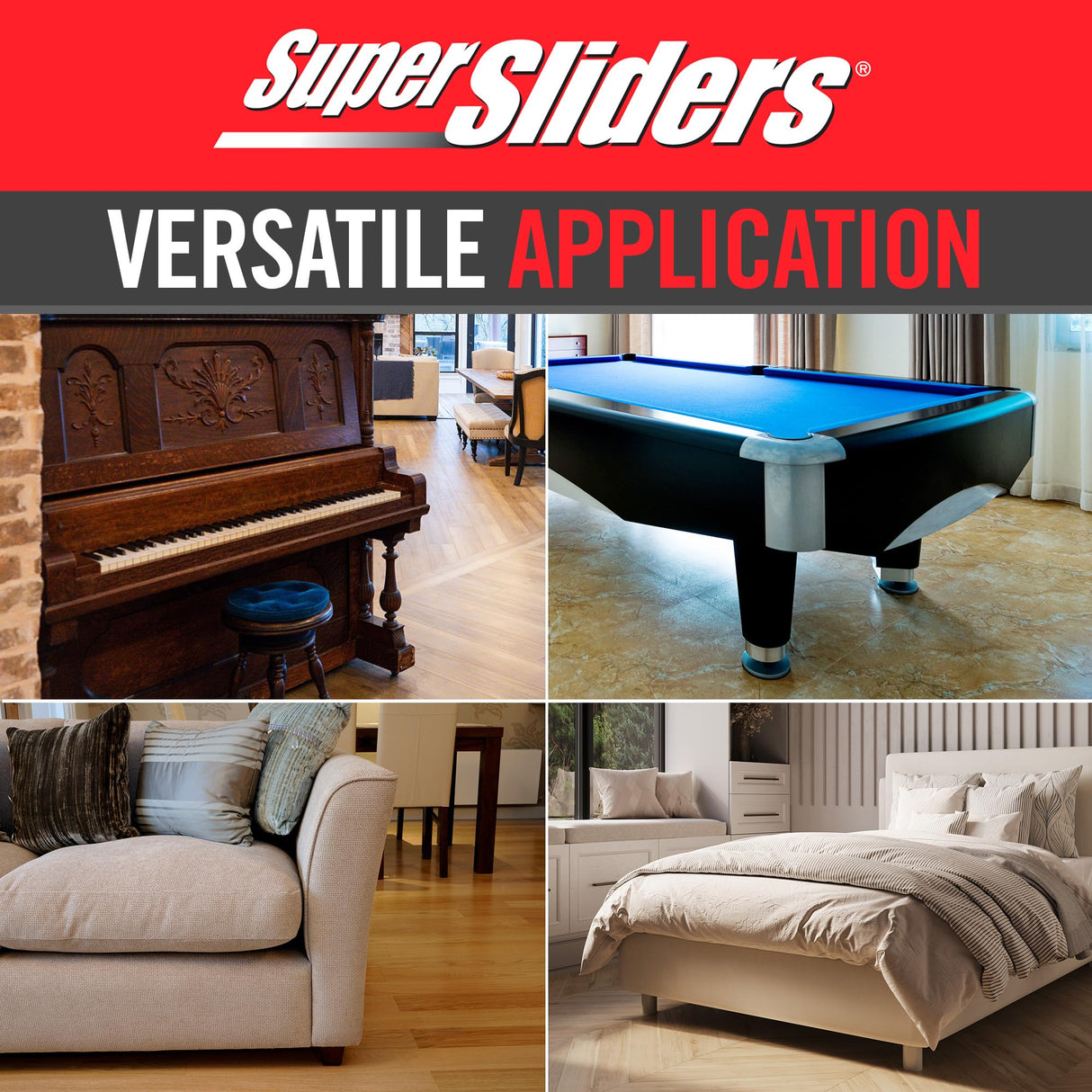Super Sliders 5-3/4" x 9-1/2" XL Oval Reusable Felt Furniture Sliders for Hard Surfaces, Anti-Slip Protective Furniture Moving Pads for Beds, Sofas, Dressers, Set of 8, Brown