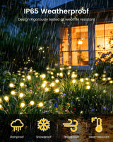 OZS 6 Pack Total 48 LED Solar Garden Lights Fairy Outdoor - Solar Firefly Lights Outdoor, Sway by Wind, Waterproof for Garden Patio Pathway Fairy Decoration (Warm White)
