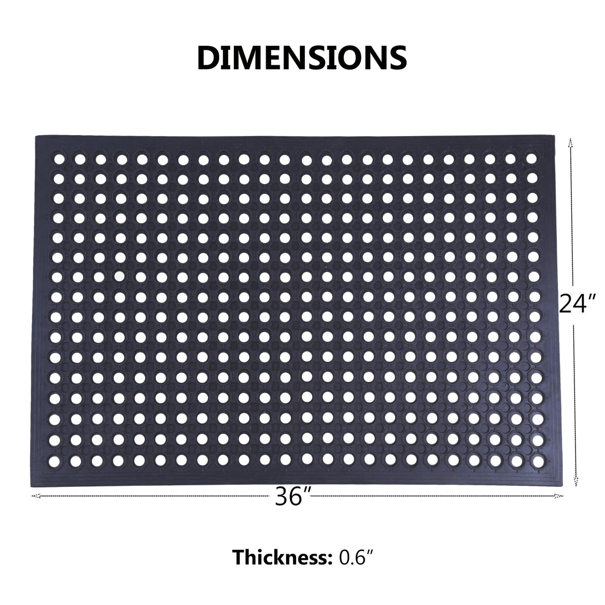 OrangeStar Anti-Fatigue 4-Pack Rubber Floor Mat, 24”x36” Restaurant Kitchen Commercial Drainage Mats, Non-Slip Door Mat w/Holes for Indoor Outdoor Bar Pool, Black