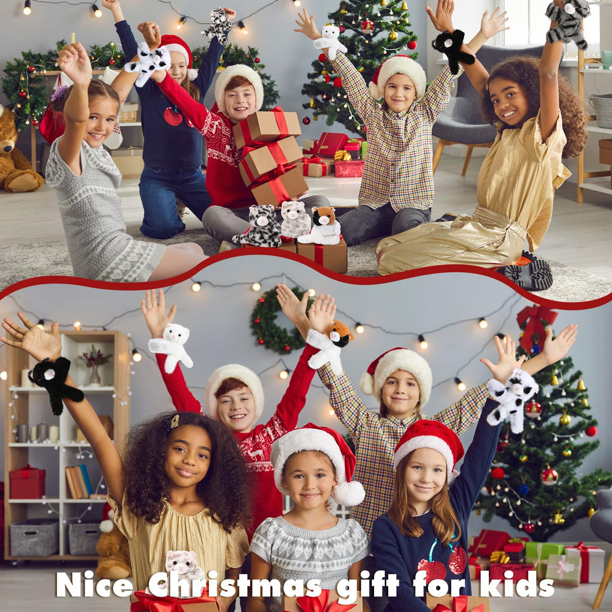 Liliful 8 Pack Kids Gifts Stuffed Animal Cat Slap Bracelets, Halloween Christmas 8 Inch Plush Wrist Cute Snap Bracelet Birthday for Boys Girls Child Bulk Item Pet Adoption Party Favors(Kittens)