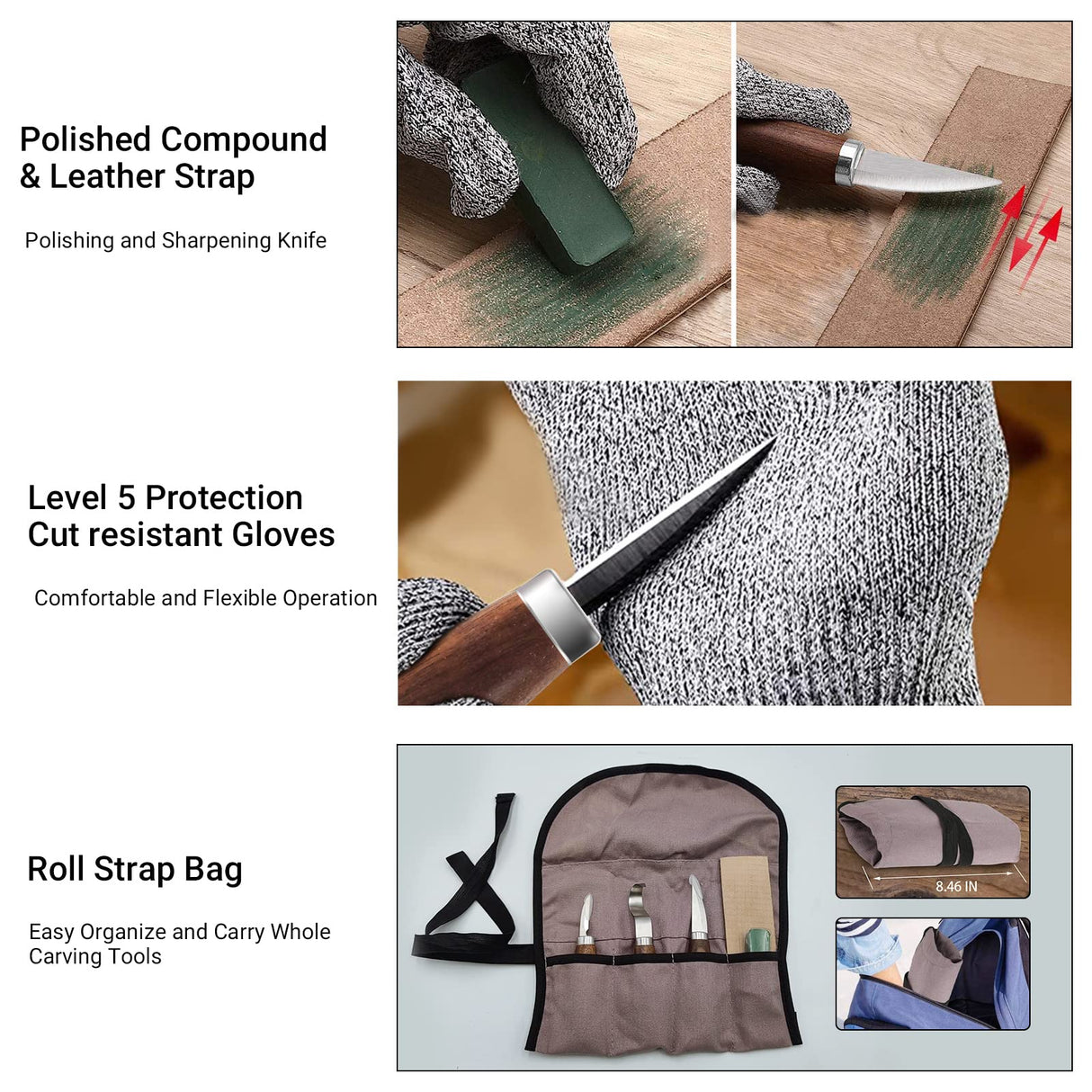 Wood Whittling Kit with Basswood Blocks Sets for Adults and Kids Beginners,Carving Set Includes 3pcs Widdling Knife & 8pcs Blocks & Gloves,Gifts for Christmas,Children's Day,Fathers Day,Mothers Day