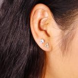 14K Gold Small Stud Earrings Set for Women Flat Back Earrings, 10 Pairs