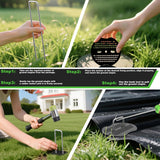 YACOO 6 Inch Landscape Staples Set, 11 Gauge Galvanized U-Shaped Garden Stakes (100 Pack) with 100 Gaskets, Hook Tool & Rubber Mallet for Weed Fabric & Landscaping