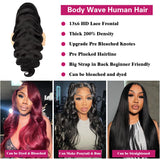 30 Inch Body Wave 13x6 HD Lace Front Wigs Human Hair 200 Density 12A 100% Virgin Frontal Wigs Human Hair 13x6 Body Wave Glueless Wig for Women Pre Plucked Bleached Knots with Baby Hair Natural Black