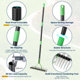 Garden Rake 51" – Dual-Sided Shrub Rake with 13" Sharp Metal Tines, Lightweight Multi-Purpose Yard Tool, Reversible Head for Lawn, Soil, Shrub, Mulch & Leaf Cleanup