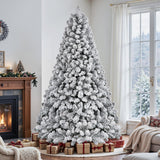 SHareconn 7ft Snow Flocked Spruce Pre-lit Artificial Christmas Tree, White