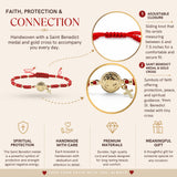 St Benedict Medal Red String Adjustable Bracelet for her Pulsera San Benito