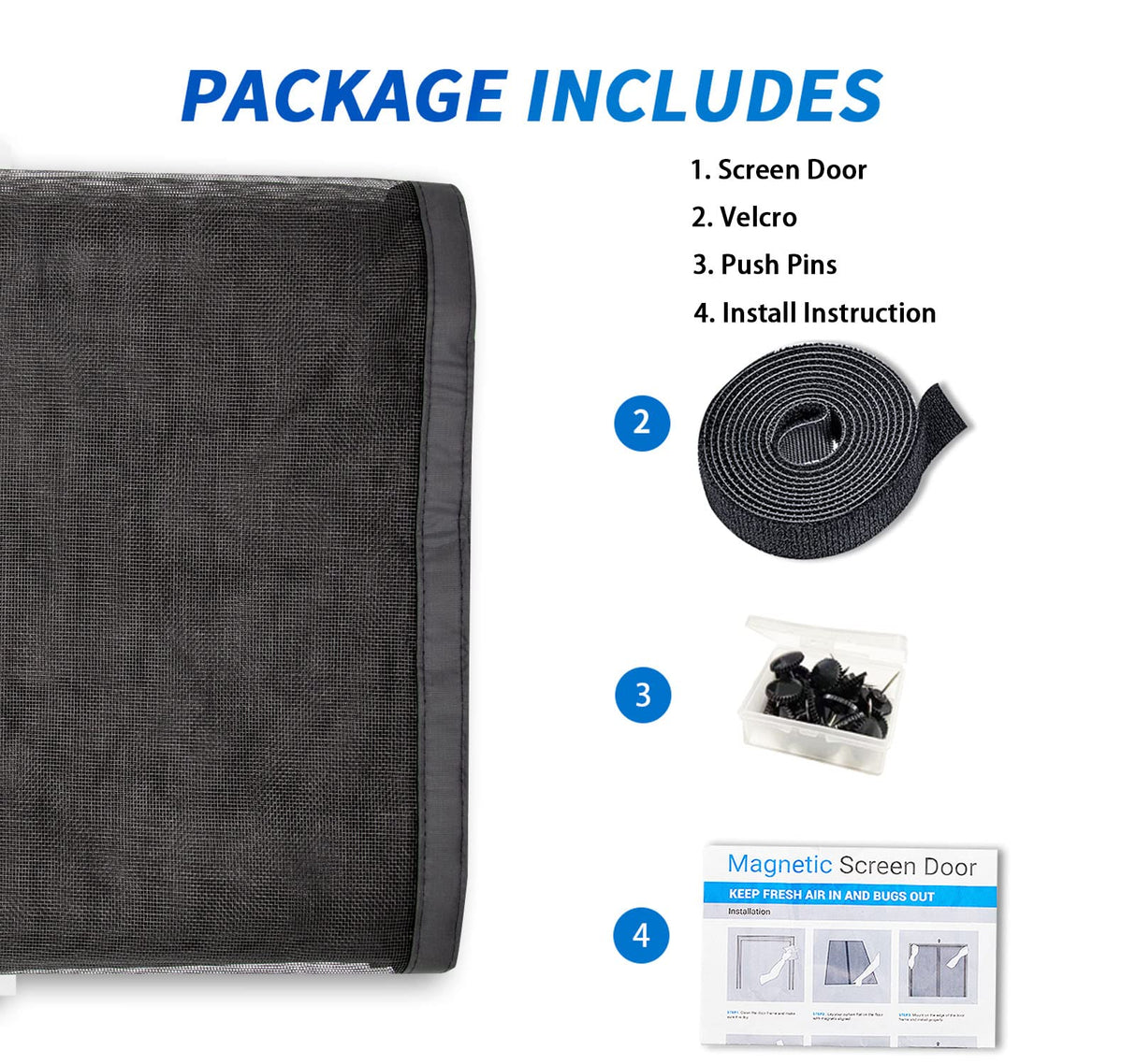 FEGO Garage Door Screen 16x7FT, Magnetic Screen Door with Retractable Fiberglass Mesh and Heavy Duty Weighted Bottom, Easy Assembly&Pass, Hands Free w/ 40 Magnets for 2 Car Garage/Patio/Small Shop
