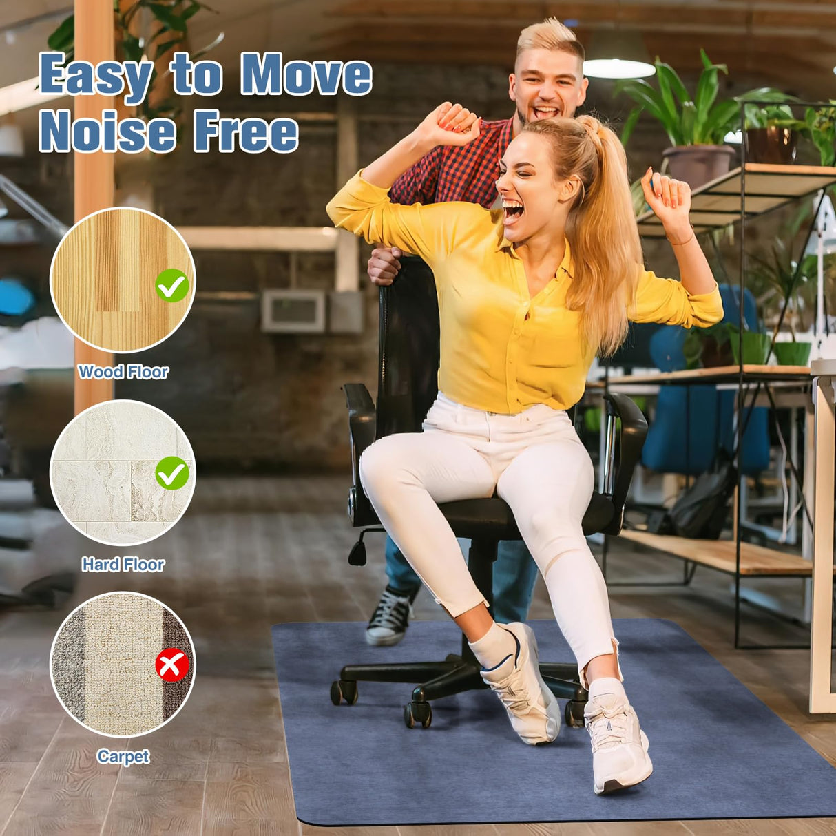 Placoot Office Chair Mat for Hardwood Floor, 55"x35" Corduroy Surface Computer Chair Mat, Desk Chair Mat, Large Anti-Slip Rubber Bottom Floor Protector for Home Office Brown