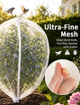 Garden Bird Netting for Insects, 2 Pack 5x3.28ft, Fruit Tree Netting with Zipper & Drawstring, Ultra Dense Mesh Plant Covers for Blueberry Tomato Cherry Peach Apple Trees Pest Barrier (5x3.28FT)