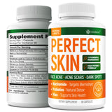 Perfect Skin Acne Capsules – Niacinamide, Biotin, Vitamin A & Probiotics for Teens & Adults – 13 Powerful Ingredients for Face Acne, Acne Scars & Dark Spots – 60 Vegan Capsules, Made in the USA