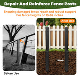 Fence Post Repair Kit, Thickened Heavy Duty Fence Post Anchor Stakes for Repair Tilted, Broken Wood Posts Support (Black, 2 Pack)