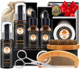 XIKEZAN Beard Kit for Men Grooming & Care w/Beard Conditioner, Wash, Oil, Balm, Brush, Comb,Fathers Birthday Valentines Gifts for Men Him Dad Husband Boyfriend Christmas Stocking Stuffers