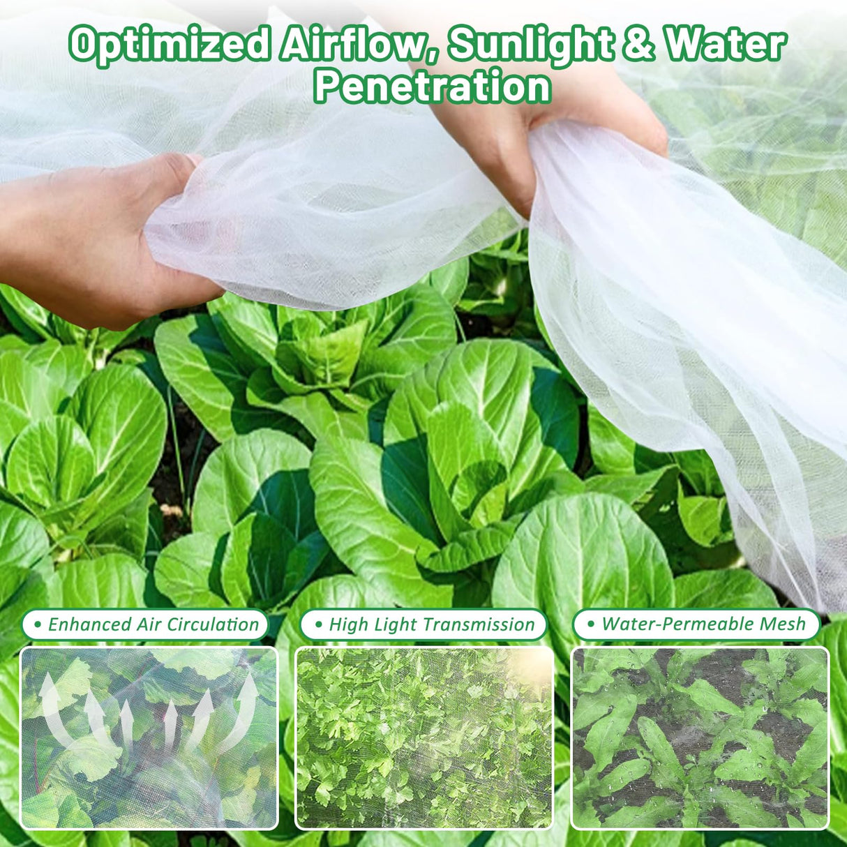Sunwinx 2 Pack Garden Netting for Raised Beds, 6x3FT Raised Bed Cover for Garden Protection, Ultra Fine Mesh Bird Netting Pest Barrier Screen with Drawstring for Protecting Vegetables Fruits Flowers