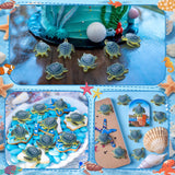 Yerliker 100 Pcs Mini Sea Turtle Figurines Resin Ocean Sea Animals Figures Turtle Lover Gifts Realistic Micro Landscape Decor for Garden, DIY Craft, Coastal Beach Party Favor (Blue)