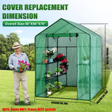 Walk-in Greenhouse Replacement Cover with Roll-Up Zipper Door, 56×56×76 inch PE Greenhouse Cover Protect Outdoor Gardening Plants from Cold Frost，Waterproof and UV Resistant(Frame Not Include)