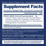 BodyHealth PerfectAmino Powder - BCAA and EAA Powder for Pre and Post Workout - Amino Acid Energy Drink for Men and Women to Support Lean Muscle and Recovery - Mocha - 30 Servings