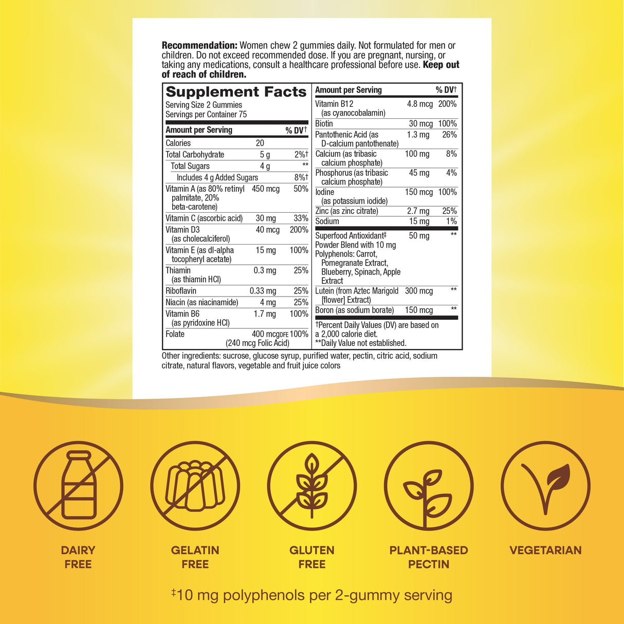 Nature's Way Alive! Women's 50+ Daily Gummy Multivitamins, Women's Supplements, Supports Healthy Heart, Brain & Bones,* B-Vitamins, Mixed Berry Flavored, 150 Gummies (Packaging May Vary)