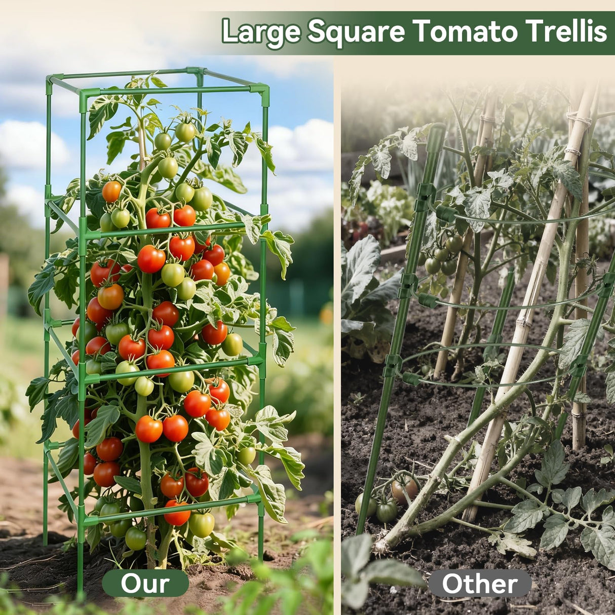 4 Pack 45" Tomato Cages for Garden, Heavy Duty Adjustable Plant Support
