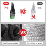 Safefine Authentic Real African Net Sponge Long, 100% Knitted, Stretch Length up to 170 cm, for Bathing, Exfoliating, Back Scrub for Smoother Skin, Ideal for Spa Massages, for Women and Men (Black)