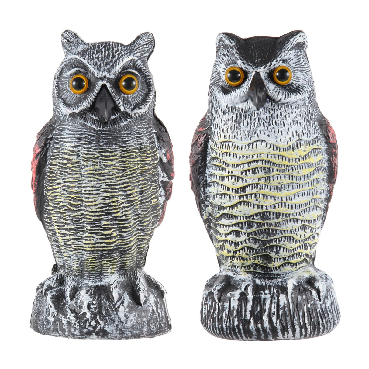 Hedoc 2 Pack Fake Owl Decoys to Scare Birds Away, Great Horned Owl Bird Deterrents, Nature Scarecrow Plastic Pest Repellent, Garden Decor and Yard Decoration for Gardens and Rooftops