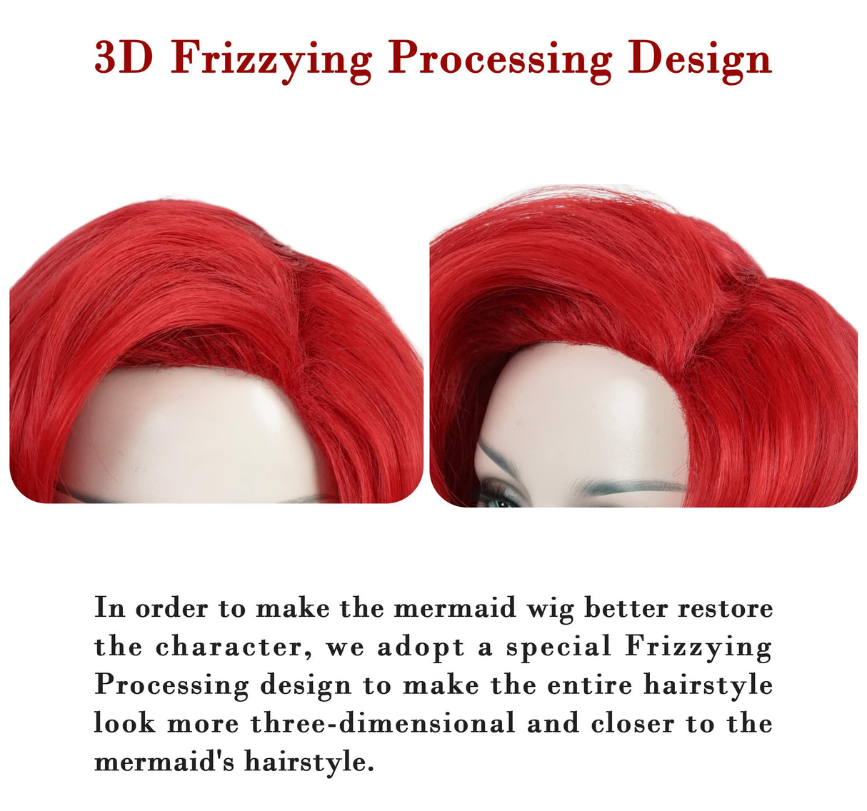 Red Curly Wig , Max Beauty Red Mermaid Cosplay Wigs for Woman with Starfish Hair Clips, Adult Long Hair Daily Wig Heat Resistant Synthetic Fiber for Halloween for Cosplay for Christmas (Red 1)