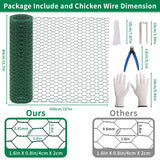 Jcmbreltik Chicken Wire Fencing, Plant Protectors from Animals DIY Kit with Accessories, 15.7x197 Inch Flexible Floral Chicken Wire for Garden & Floral Arrangements