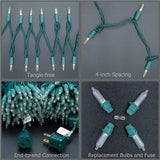 YULETIME 200 Count Warm White LED Christmas Lights, 66 Feet Green Wire UL Certified Commercial Grade Holiday String Light Set (Warm White)