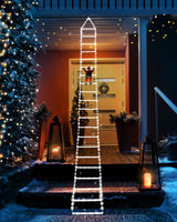 Toodour LED Christmas Lights - 10ft Christmas Decorative Ladder Lights with Santa Claus, Xmas Decorations Light for Indoor Outdoor, Window, Garden, Home, Wall, Xmas Tree Decor - White
