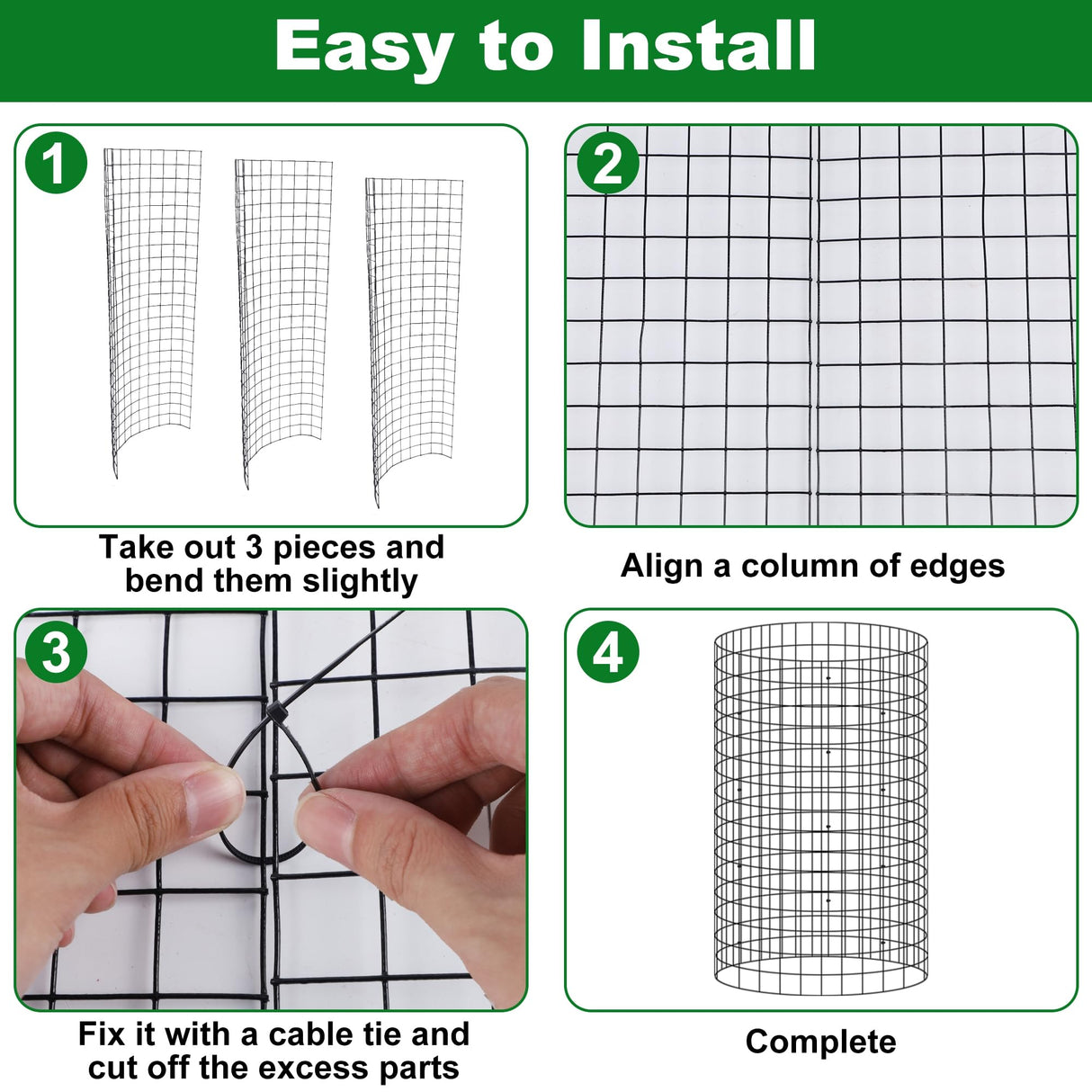 winemana 12 Set Plant Protectors Covers from Animals, 36 Pcs 24x12 Inch Metal Wire Garden Cages with Stakes & Ties, Outdoor Protection to Keep Rabbits Chickens Out for Flowers Vegetables (Black)