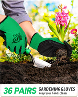 Honeydak 36 Pairs Gardening Gloves for Men Women Breathable Rubber Coated Working Gloves Bulk for Gardening Construction Work(Black, Green)