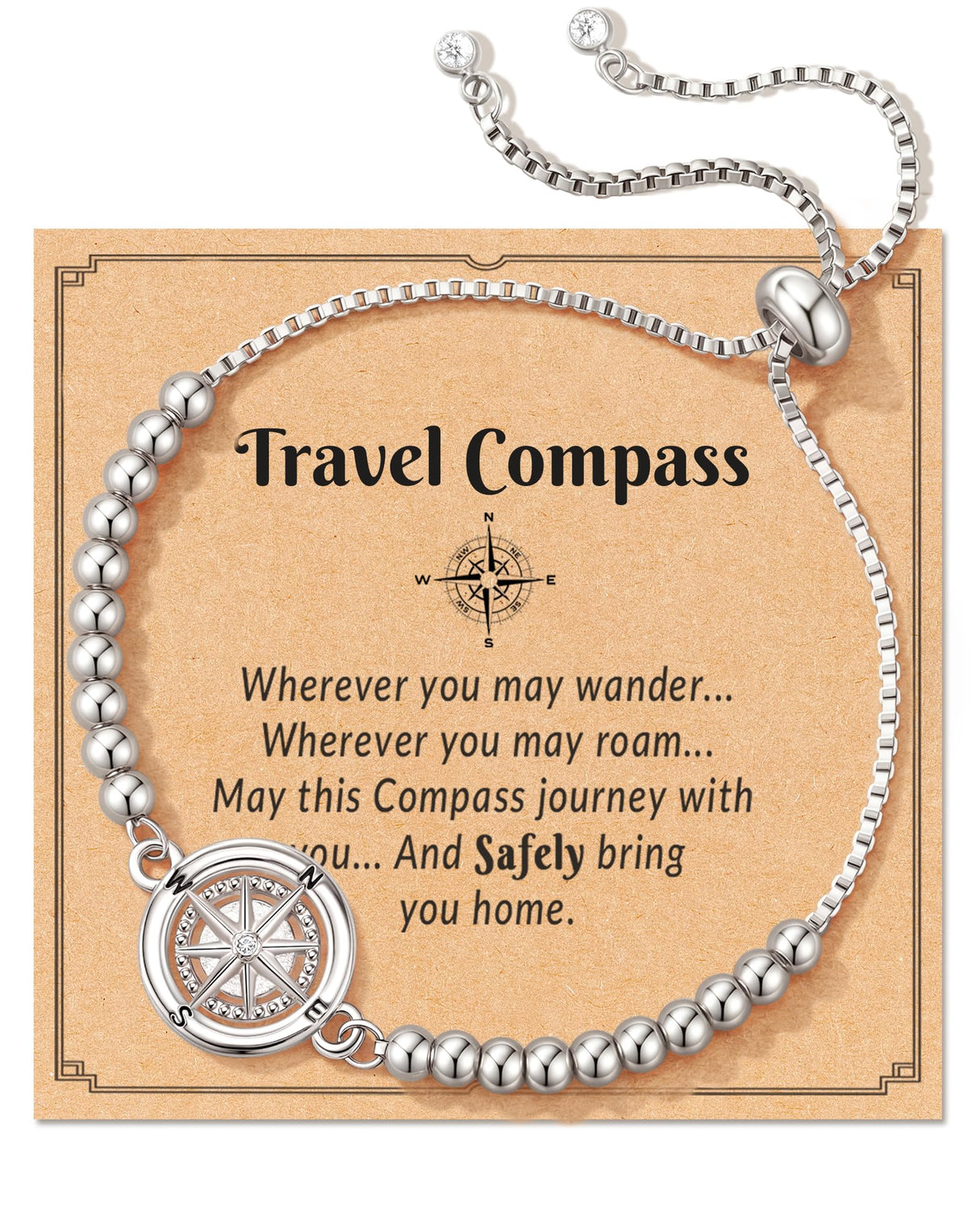 Shonyin Travel Gifts for Women for Travelers, Trip Gifts, Compass Bracelet