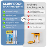 Slobproof Refillable Touch-Up Paint Pen, Mess-Free, Reusable Wall Paint Repair Tool, Precise Application, DIY Home Improvement, Furniture, Arts and Crafts, Patented Design, Easy Storage, Pack of 2